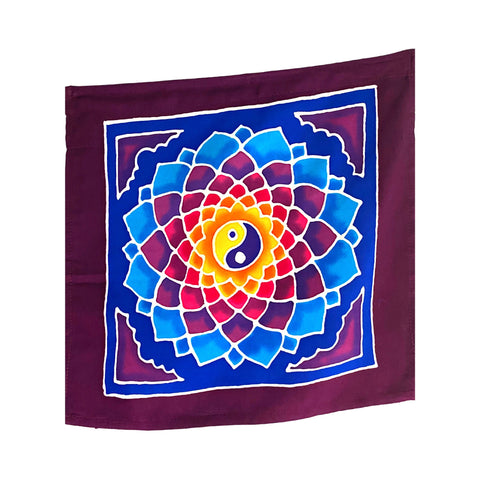 Buddha Yin Yang Mandala Prayer Flag Wall hanging Banner Handmade Bali Batik Art