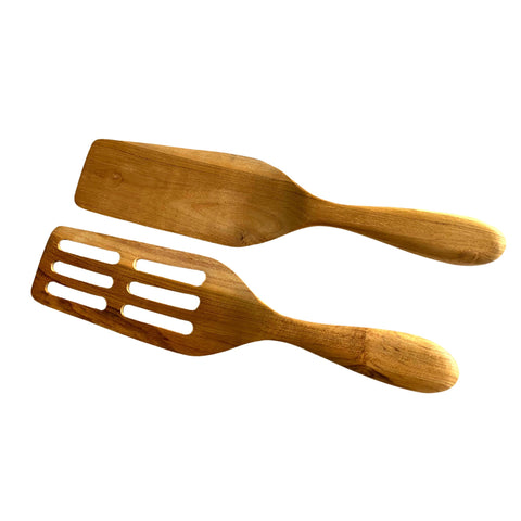 Teak Wood Spurtle Wooden Spoon Spatula Set of 2 Handcrafted Kitchen tool Utensil