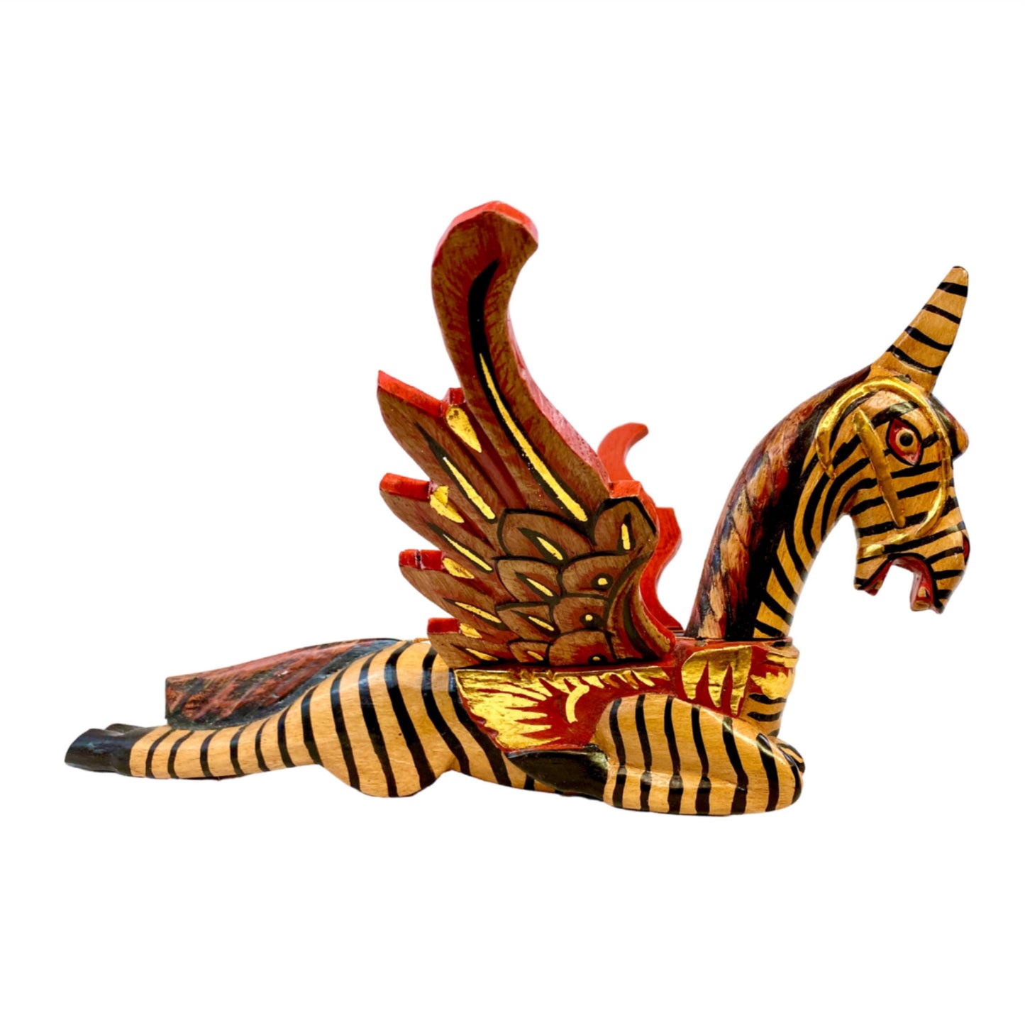 Winged Pegasus Zebra Horse hanging Mobile Demon Chaser Carved wood Bali Art