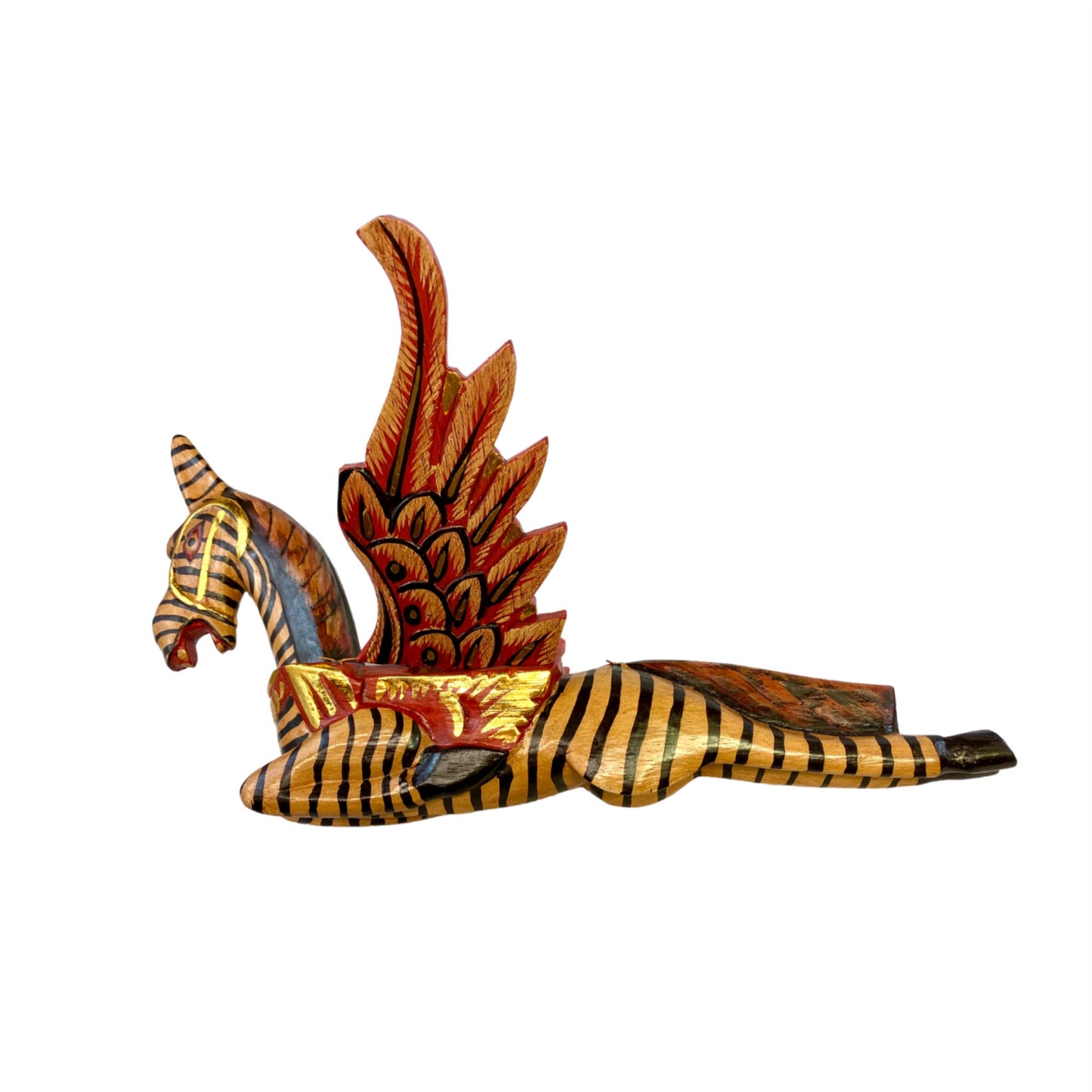 Winged Pegasus Zebra Horse hanging Mobile Demon Chaser Carved wood Bali Art