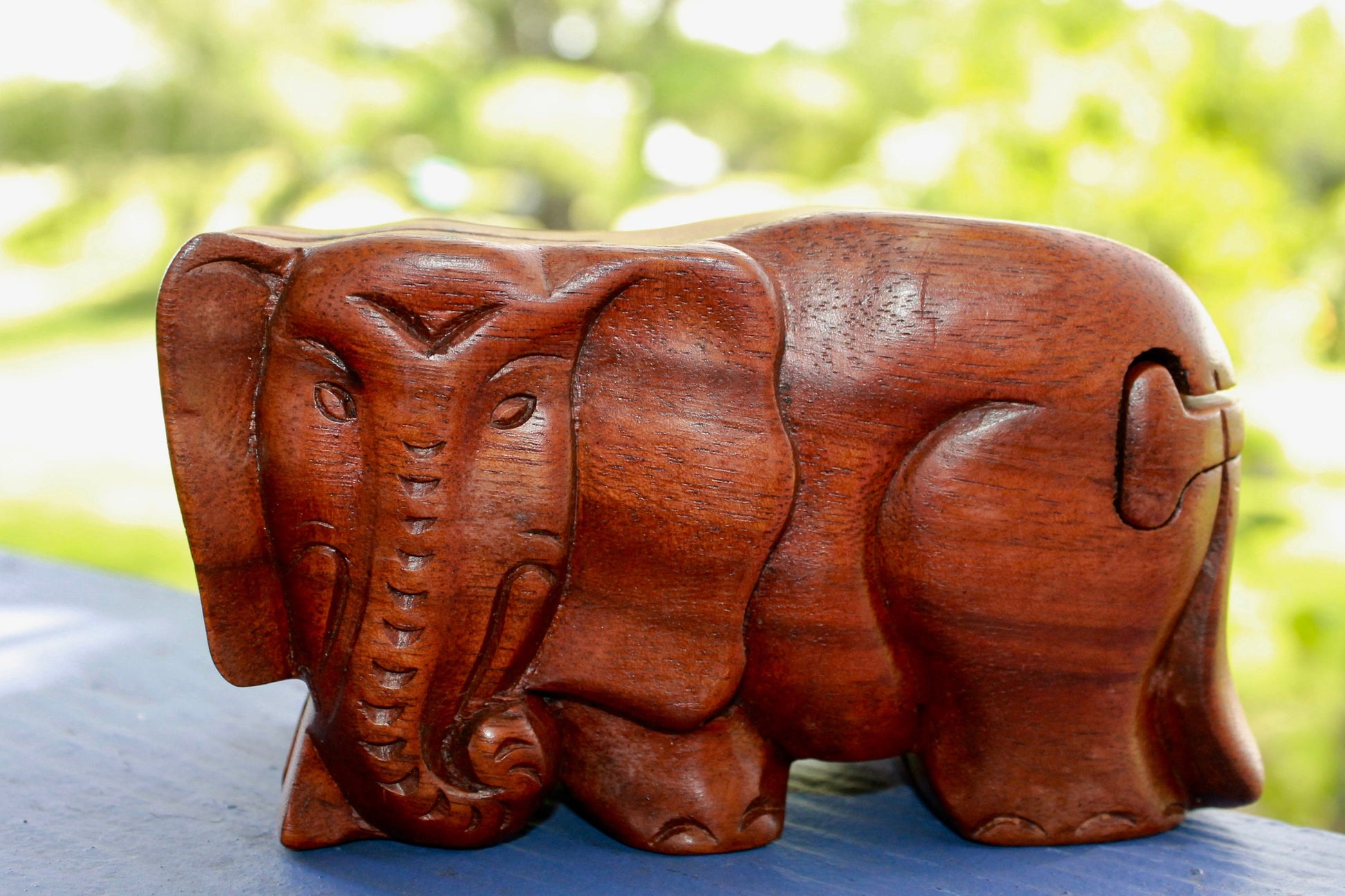 Elephant Secret puzzle Box Stash Trinket Jewelry Box Hand carved suar wood Balinese Art - Acadia World Traders