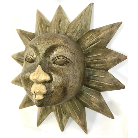 Sunburst Sun Surya Mask Wall art Sculpture Handmade Carved Wood Bali Art