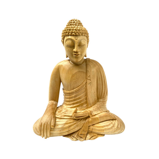 Earth Witness Buddha Sculpture Hand Carved Balinese Wood Carving Statue Bali art