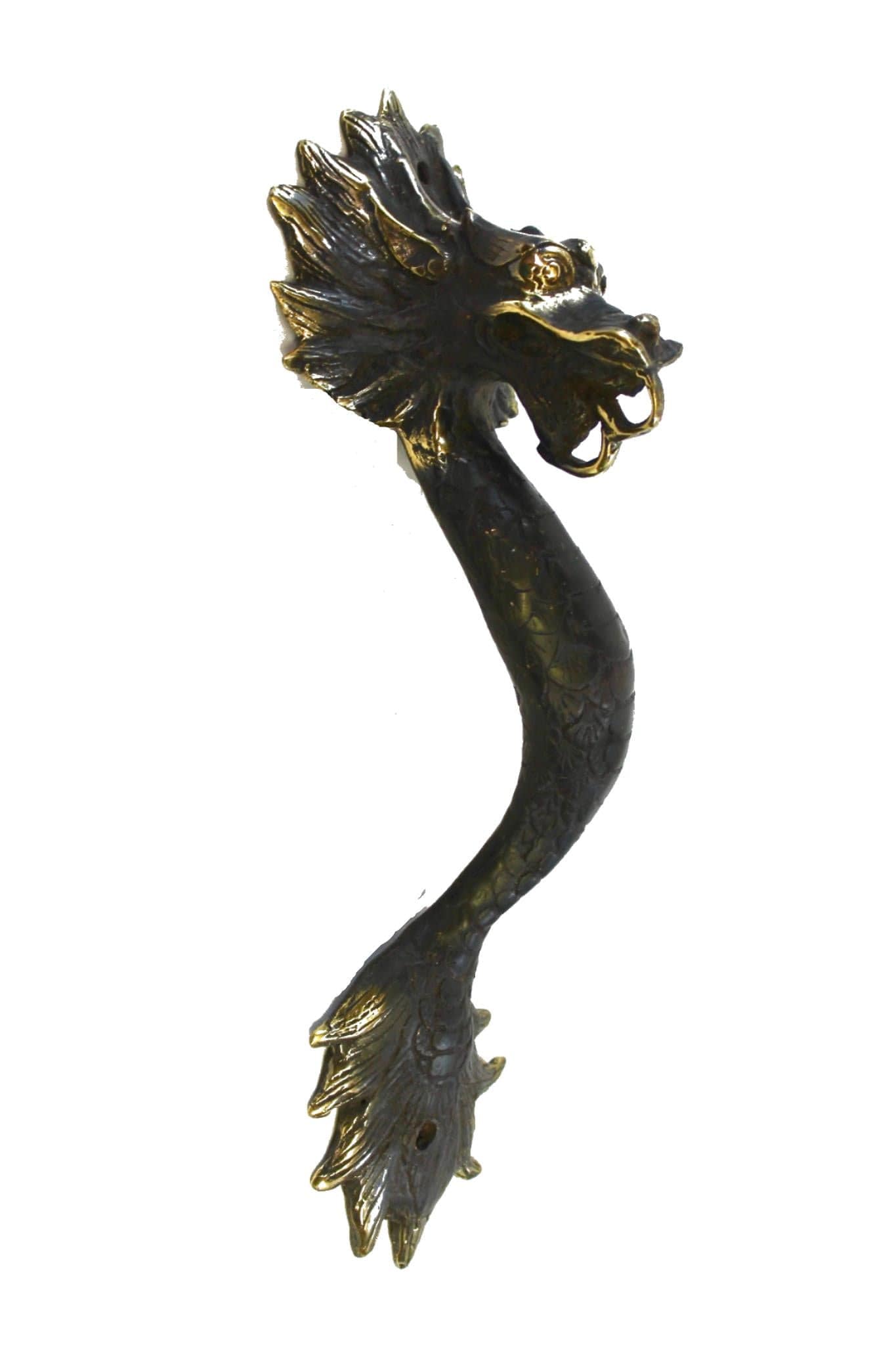 Bronze Asian Dragon Naga Serpent Door Handle Pull handmade Bali Art set of 2