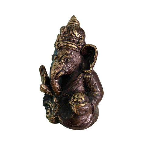 Mudra Blessing Ganapati Ganesha Miniature Statue Bronze Elephant God Bali Art