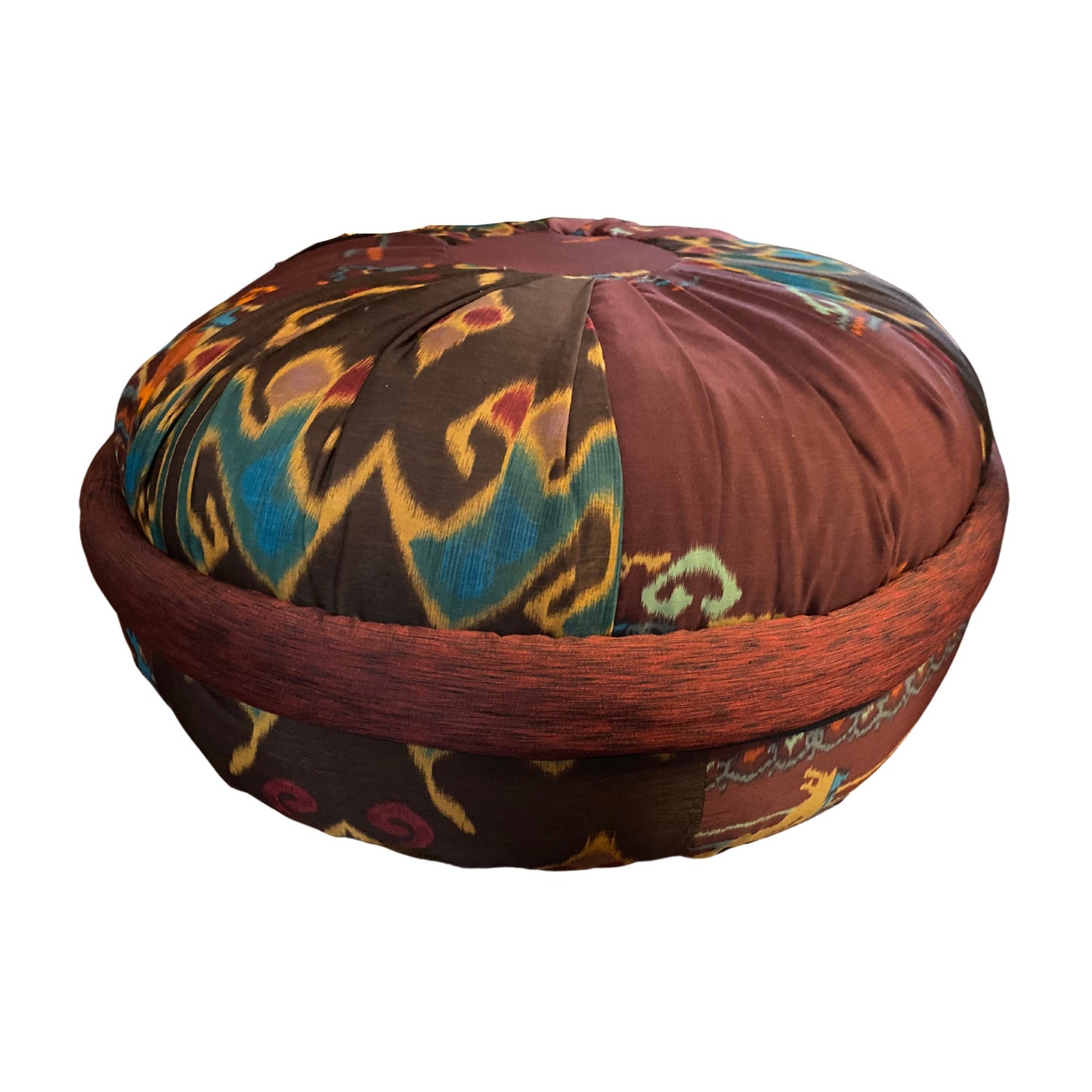 Yoga Meditation Pillow Pouf Zafu Ottoman Floor cushion kapok fill Vintage Ikat