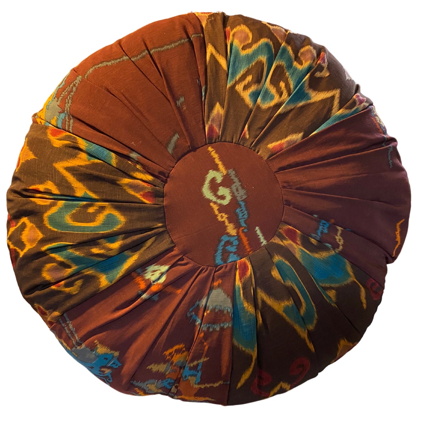 Yoga Meditation Pillow Pouf Zafu Ottoman Floor cushion kapok fill Vintage Ikat