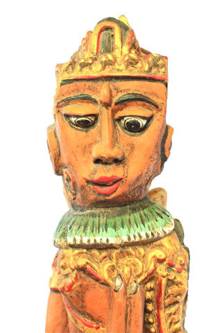 Balinese Guardian Pratima Statue Polychrome wood carving sculpture Bali Indonesian Folk Art