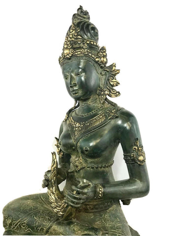 Seated Dewi Sri GODDESS sculpture Bronze Statue Rice Goddess of fertility Lost wax cast Art Balinese Indonesian folk Art