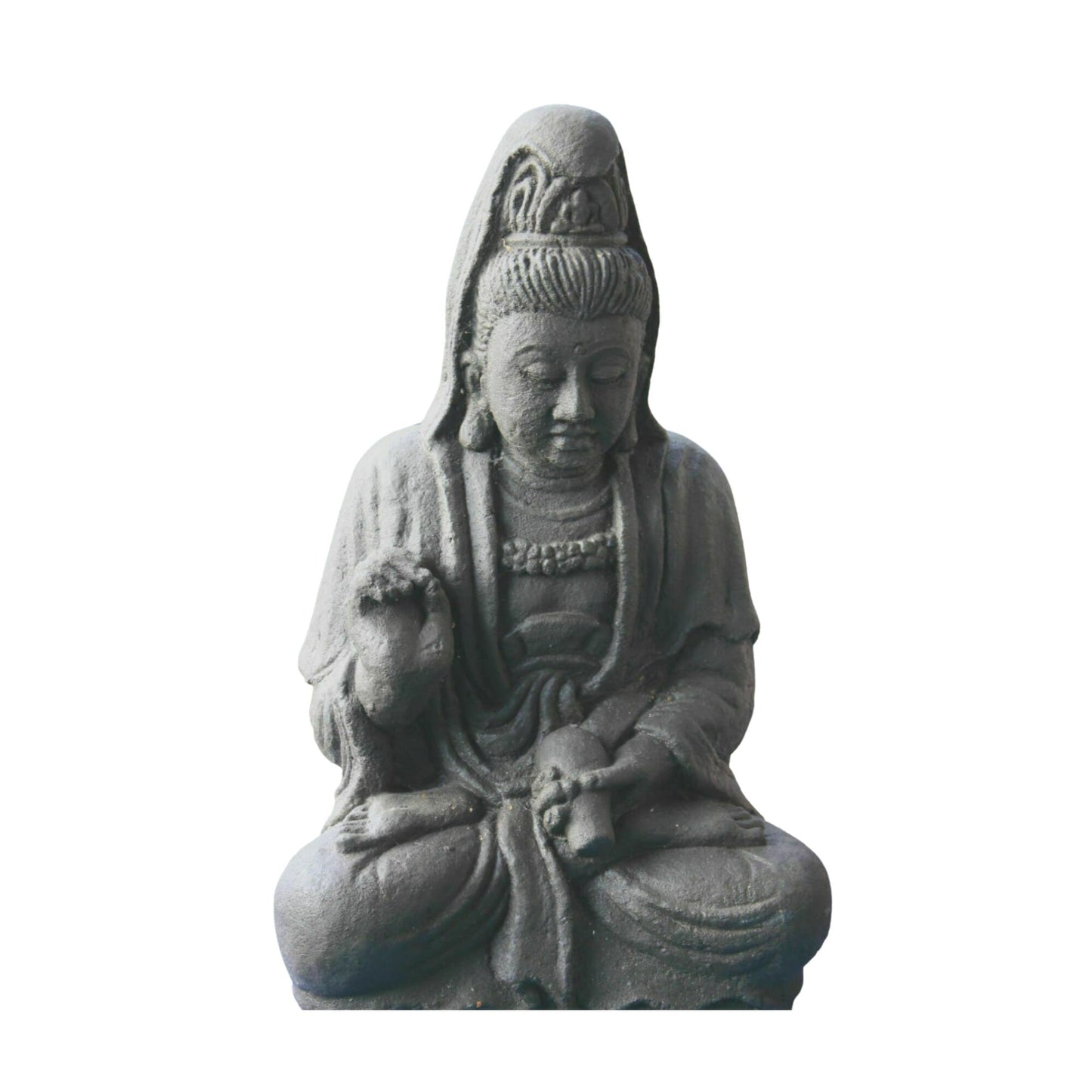 Guanyin Kwan Yin Bodhisattva Garden Statue Hand Cast lava stone Bali Art 16”