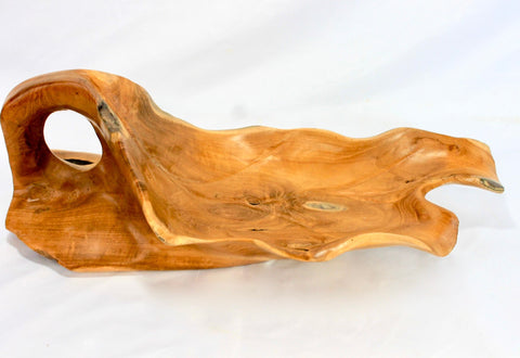 Reclaimed Teak Fruit Bowl Freeform leaf shape hand carved Table top decor repurposed wood