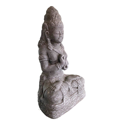 Balinese Lotus Lakshmi Goddess Garden statue Sculpture Cast lava stone Bali art