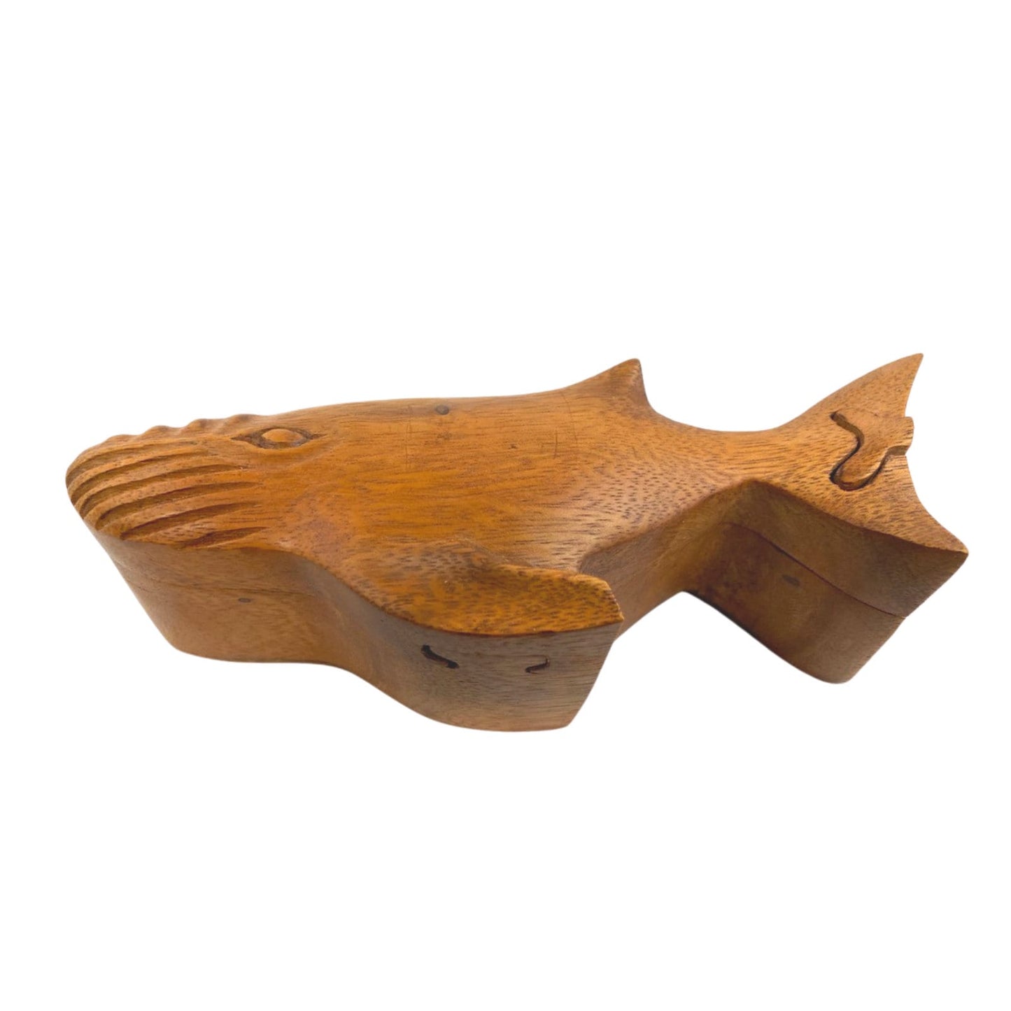 Hand Carved Whale Puzzle Box: Wood Trinket Stash Keepsake Box