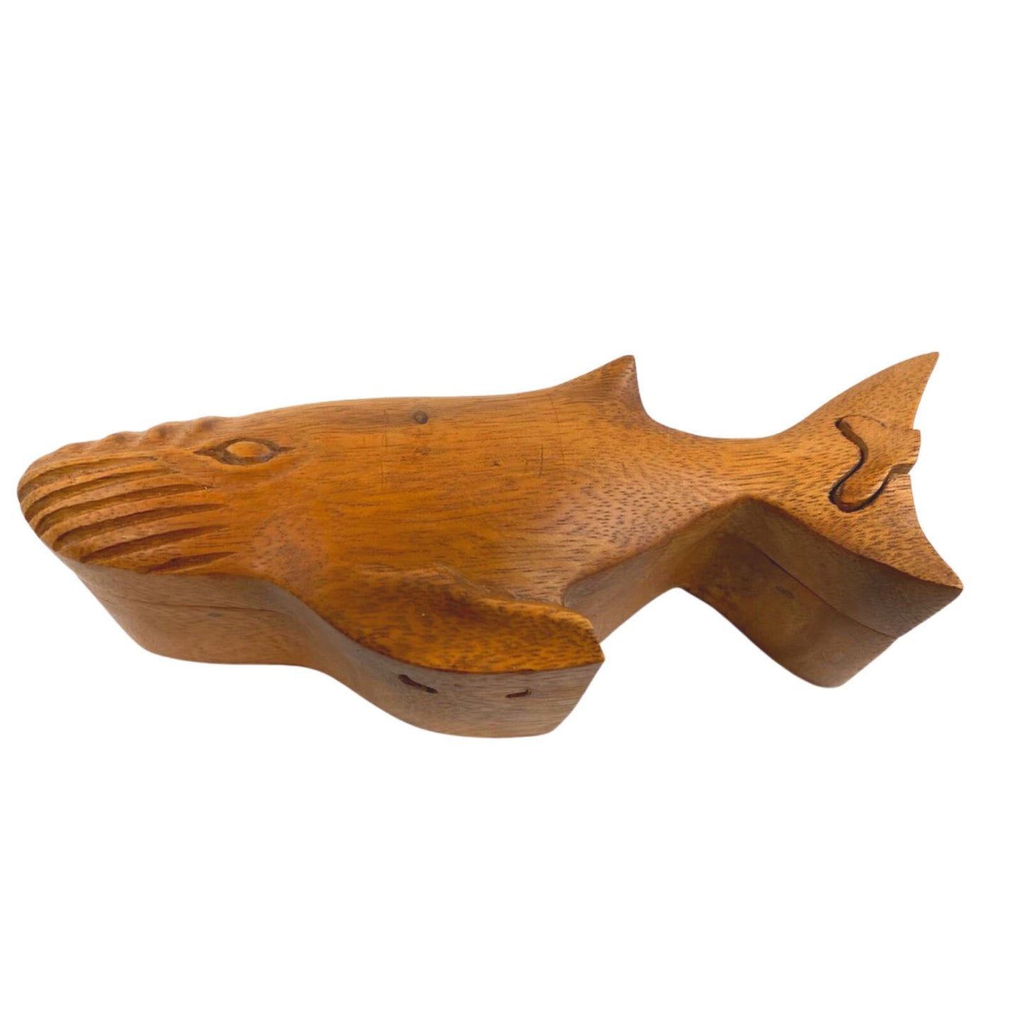 Hand Carved Whale Puzzle Box: Wood Trinket Stash Keepsake Box