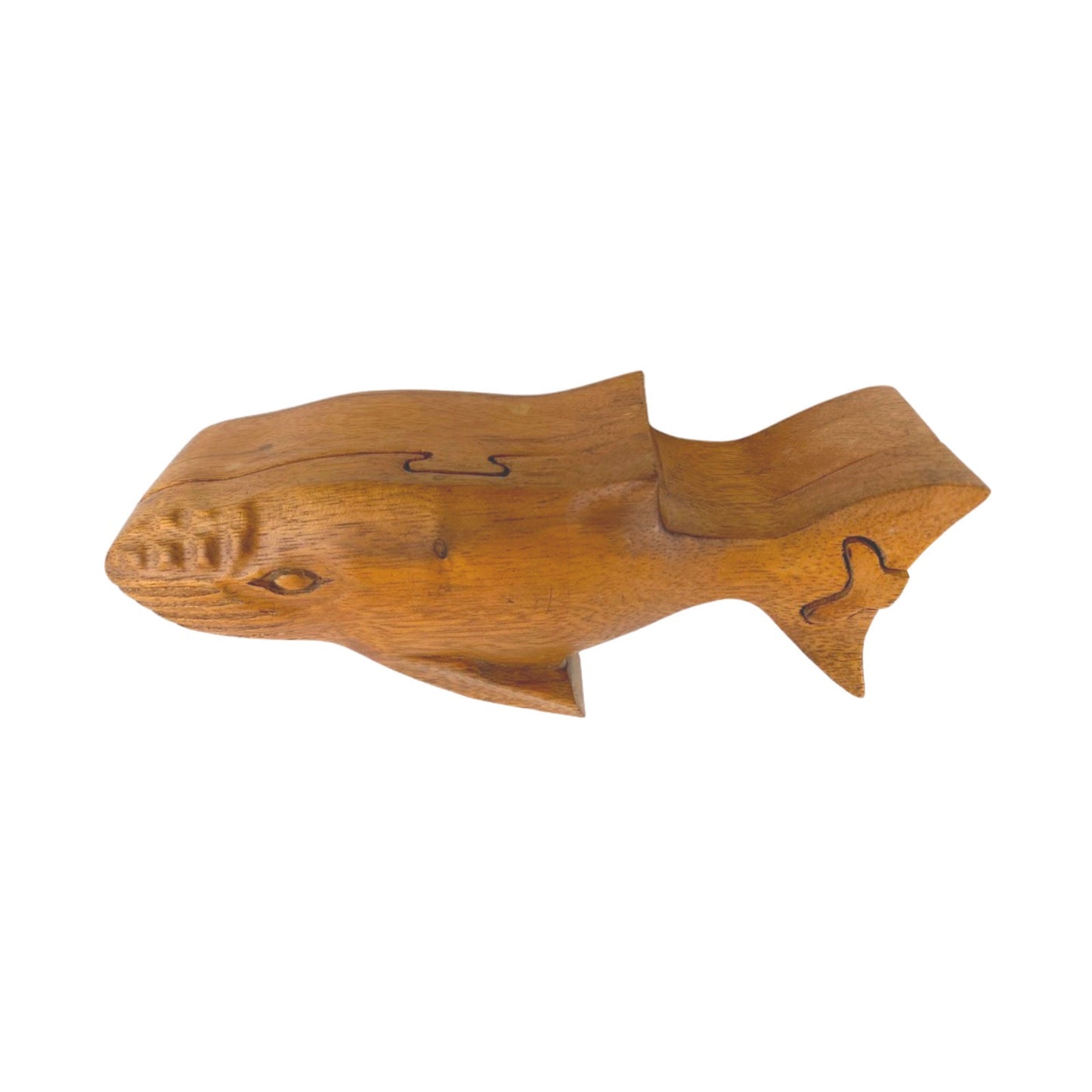 Hand Carved Whale Puzzle Box: Wood Trinket Stash Keepsake Box