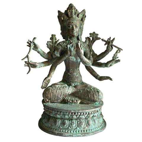 Trimurti Bronze Statue Hindu Trinity Brahma Vishnu Shiva Supreme Divinity Sculpture Lost wax cast Verdigris Patina Balinese Art