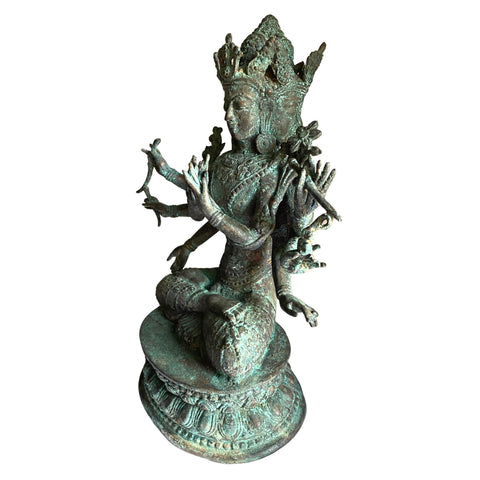 Trimurti Bronze Statue Hindu Trinity Brahma Vishnu Shiva Supreme Divinity Sculpture Lost wax cast Verdigris Patina Balinese Art