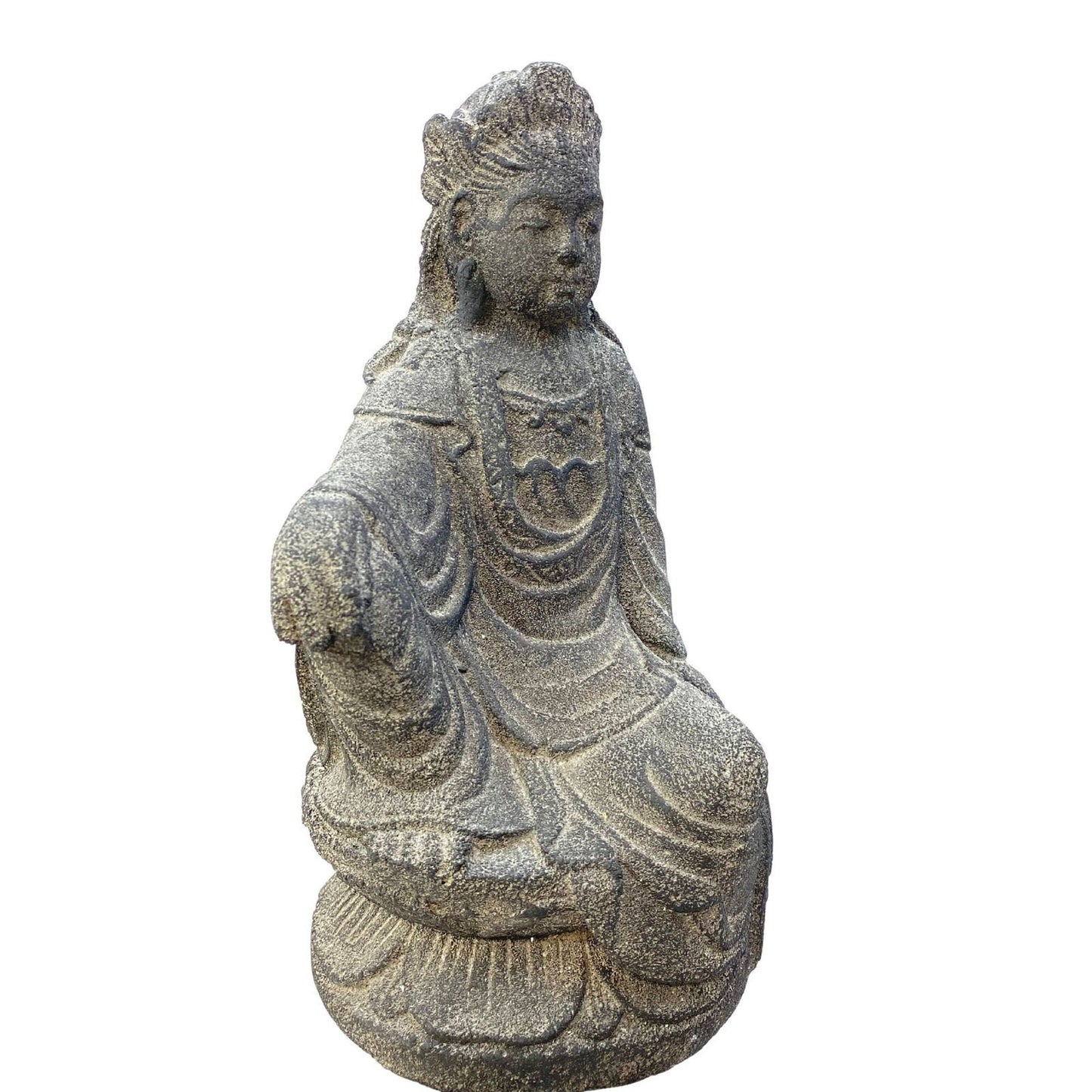 Guanyin Quan yin Kwan Yin Buddhist Goddess Garden Statue Sculpture Bodhisattva Compassion Buddha Goddess Bali art cast lave stone - Acadia World Traders