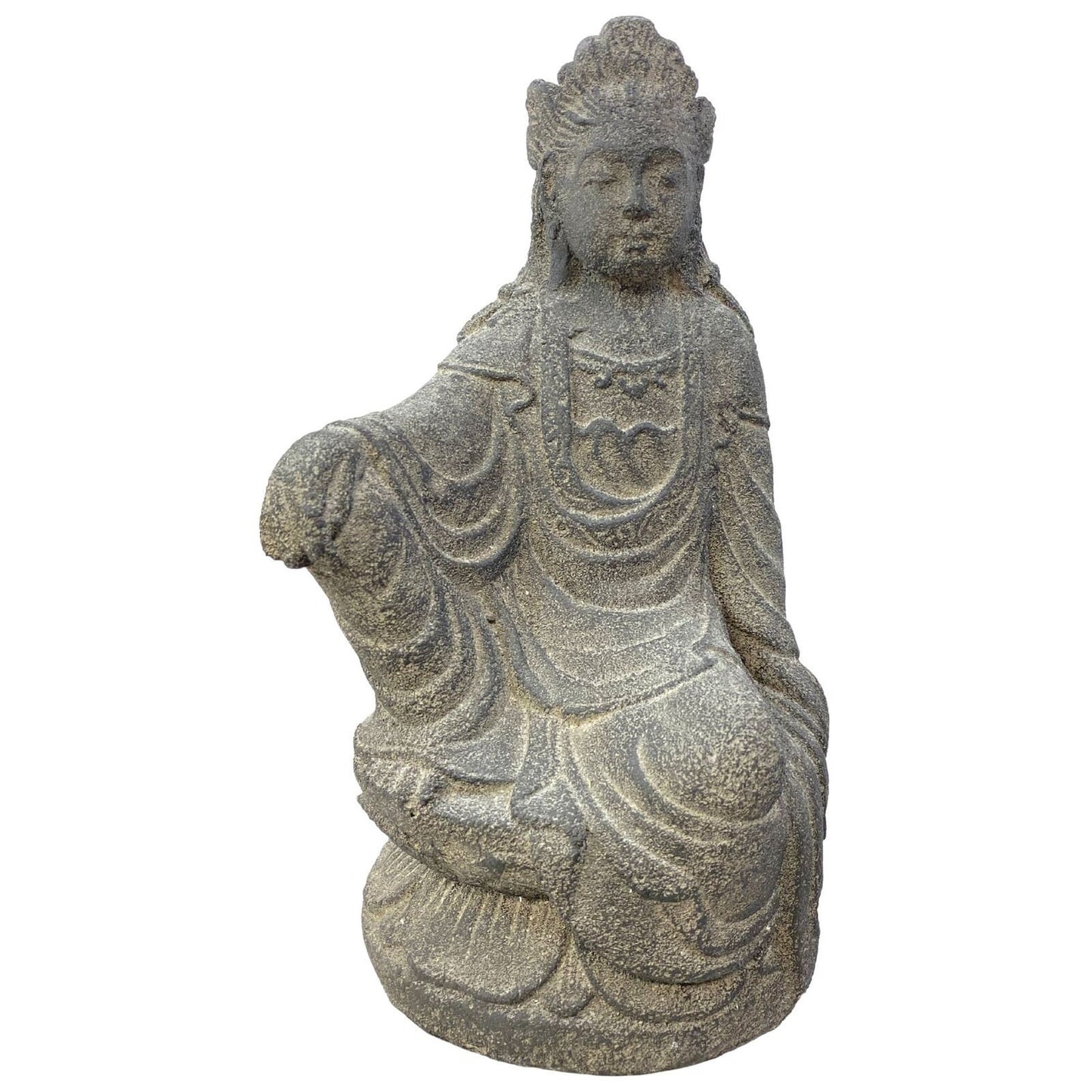 Guanyin Quan yin Kwan Yin Buddhist Goddess Garden Statue Sculpture Bodhisattva Compassion Buddha Goddess Bali art cast lave stone - Acadia World Traders