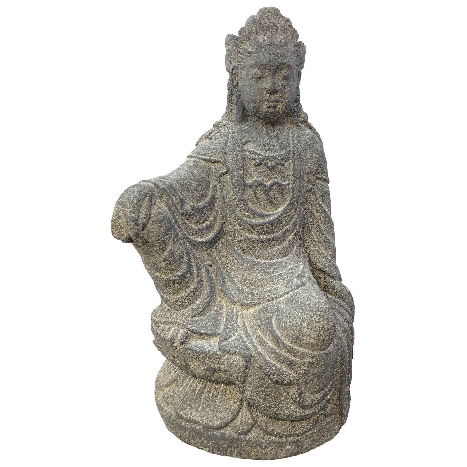 Guanyin Quan yin Kwan Yin Buddhist Goddess Garden Statue Sculpture Bodhisattva Compassion Buddha Goddess Bali art cast lave stone - Acadia World Traders