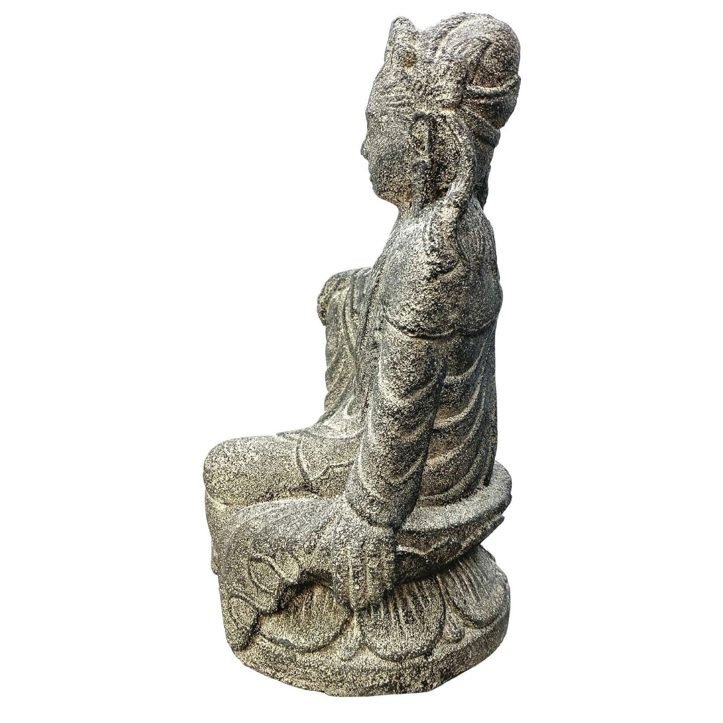 Guanyin Quan yin Kwan Yin Buddhist Goddess Garden Statue Sculpture Bodhisattva Compassion Buddha Goddess Bali art cast lave stone - Acadia World Traders
