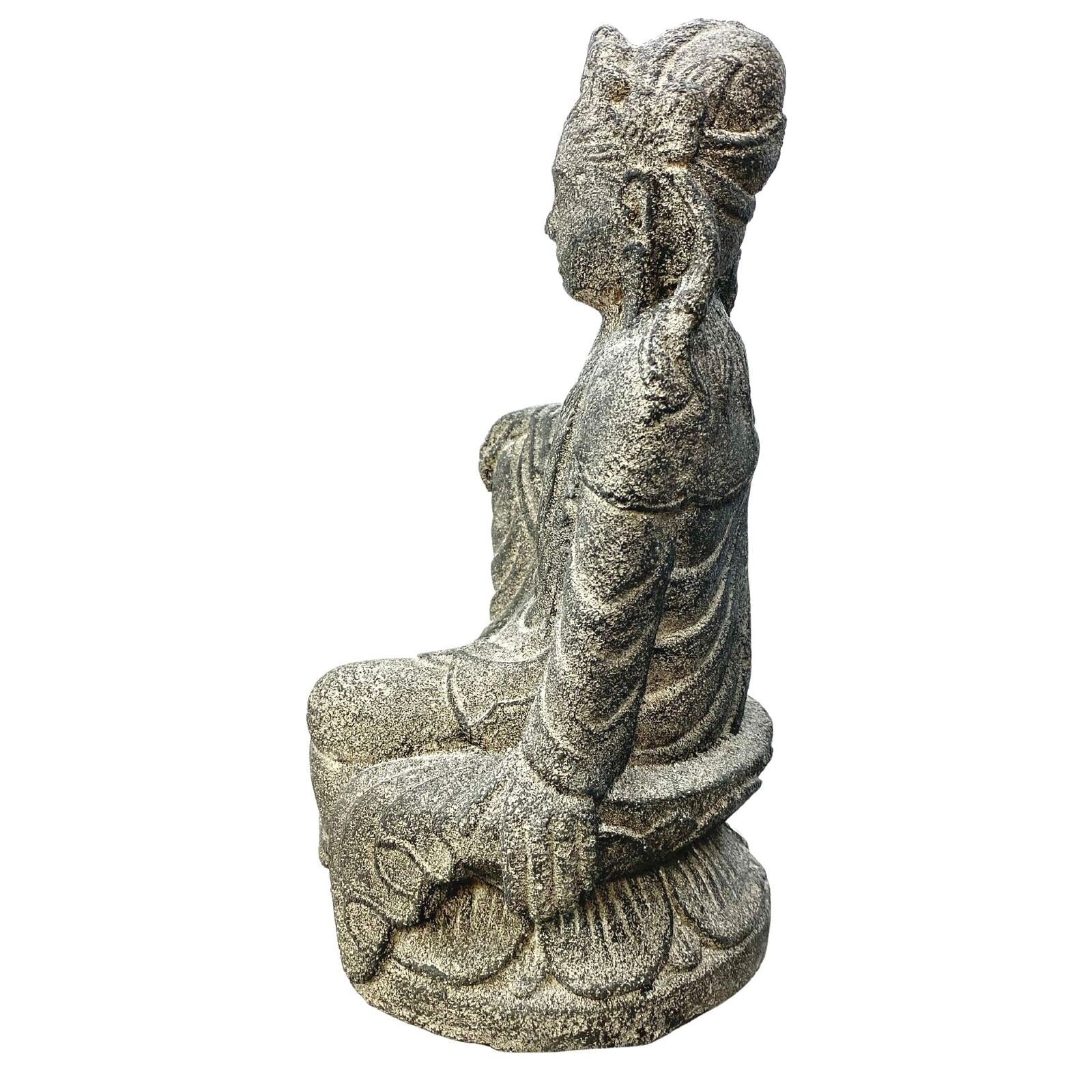 Guanyin Quan yin Kwan Yin Buddhist Goddess Garden Statue Sculpture Bodhisattva Compassion Buddha Goddess Bali art cast lave stone - Acadia World Traders