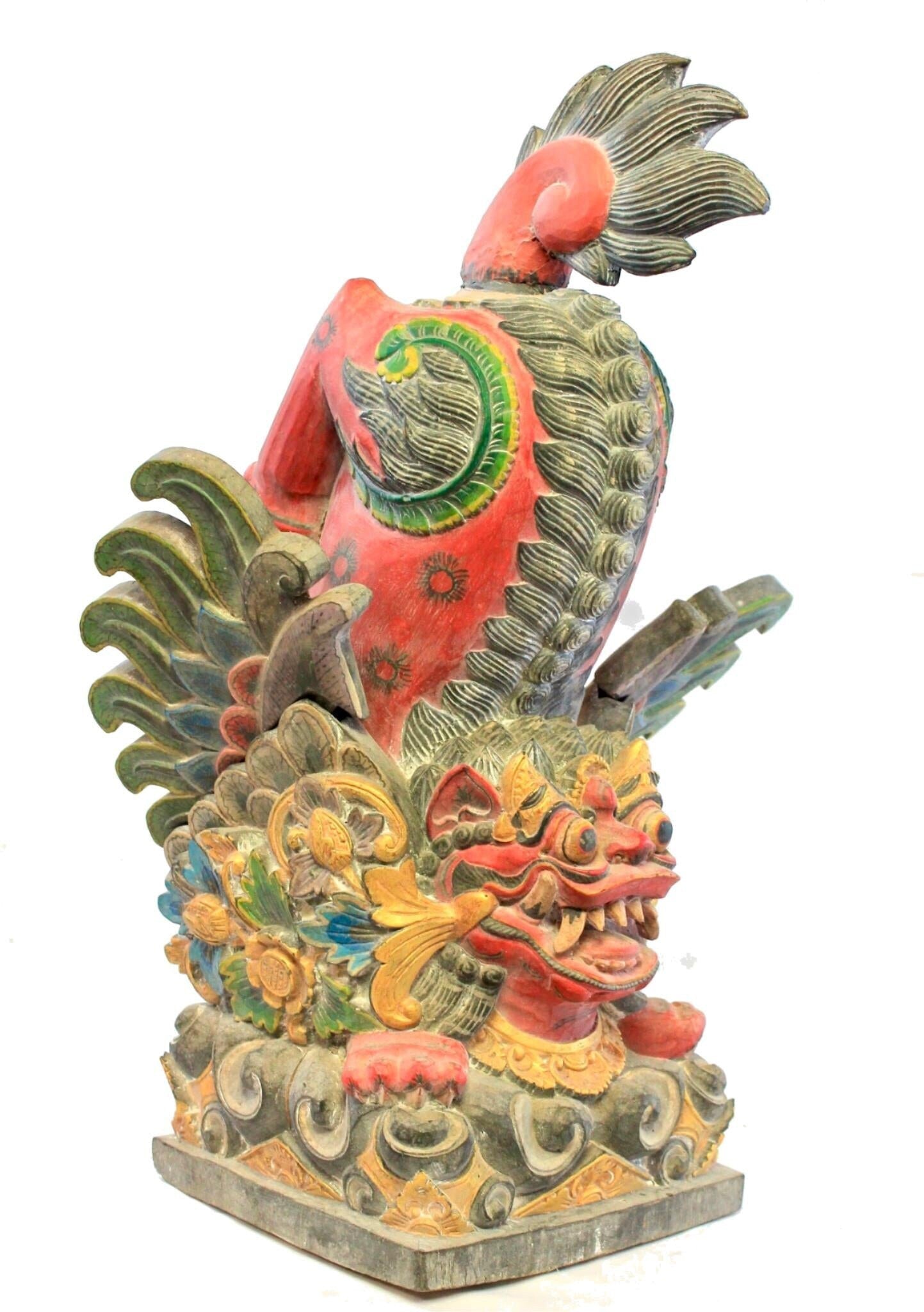 Balinese Singa Barong Winged Lion Spirit statue wood carving sculpture Bali Art