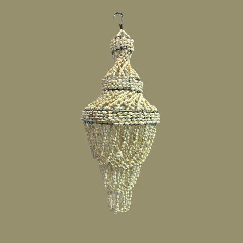 Shell Chandelier Accent Hanging Lamp Natural Seashell Mobile Nautical Beach Cottage Boho Decor Handmade Bali Art 20&quot;