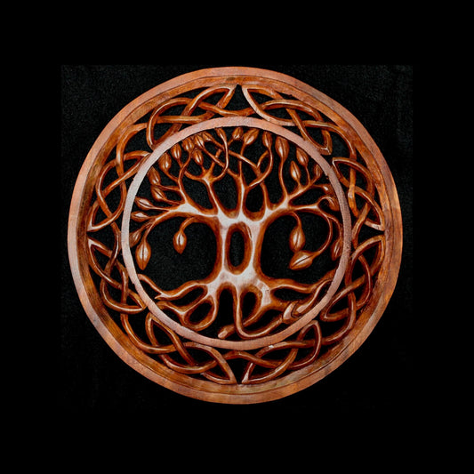 Celtic Knot Tree of Life Hand Carved Wood Wall Art Panel