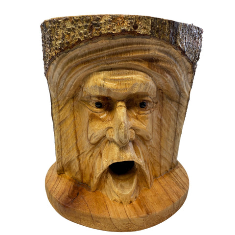 Tree Spirit Bird house Wizard Old Man Rustic Hand Carved Wood Carving Bird House Bali Art