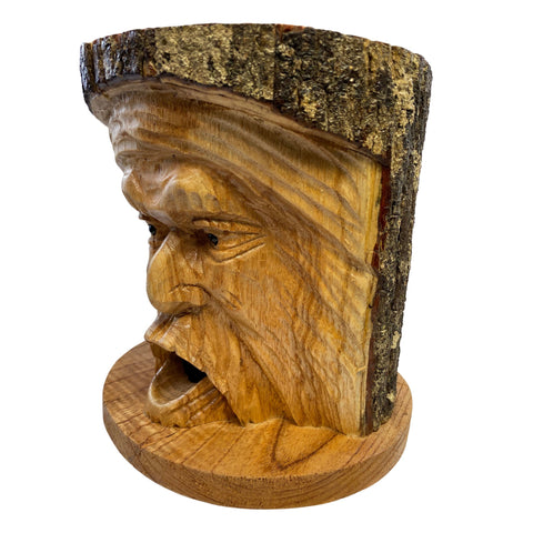 Tree Spirit Bird house Wizard Old Man Rustic Hand Carved Wood Carving Bird House Bali Art