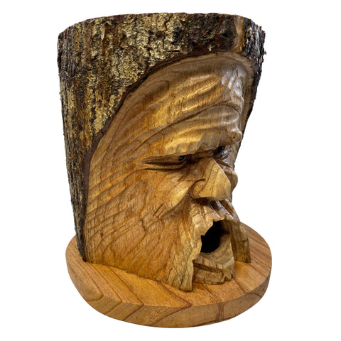 Tree Spirit Bird house Wizard Old Man Rustic Hand Carved Wood Carving Bird House Bali Art