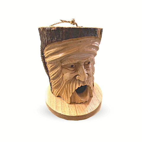 Tree Spirit Bird house Wizard Old Man Rustic Hand Carved Wood Carving Bird House Bali Art