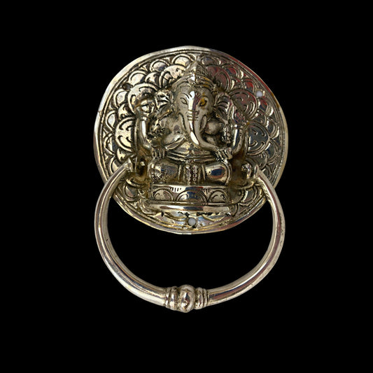 Ganesh Lord of Success Door Knocker Handle Pull Cast silvered Bronze Bali Art