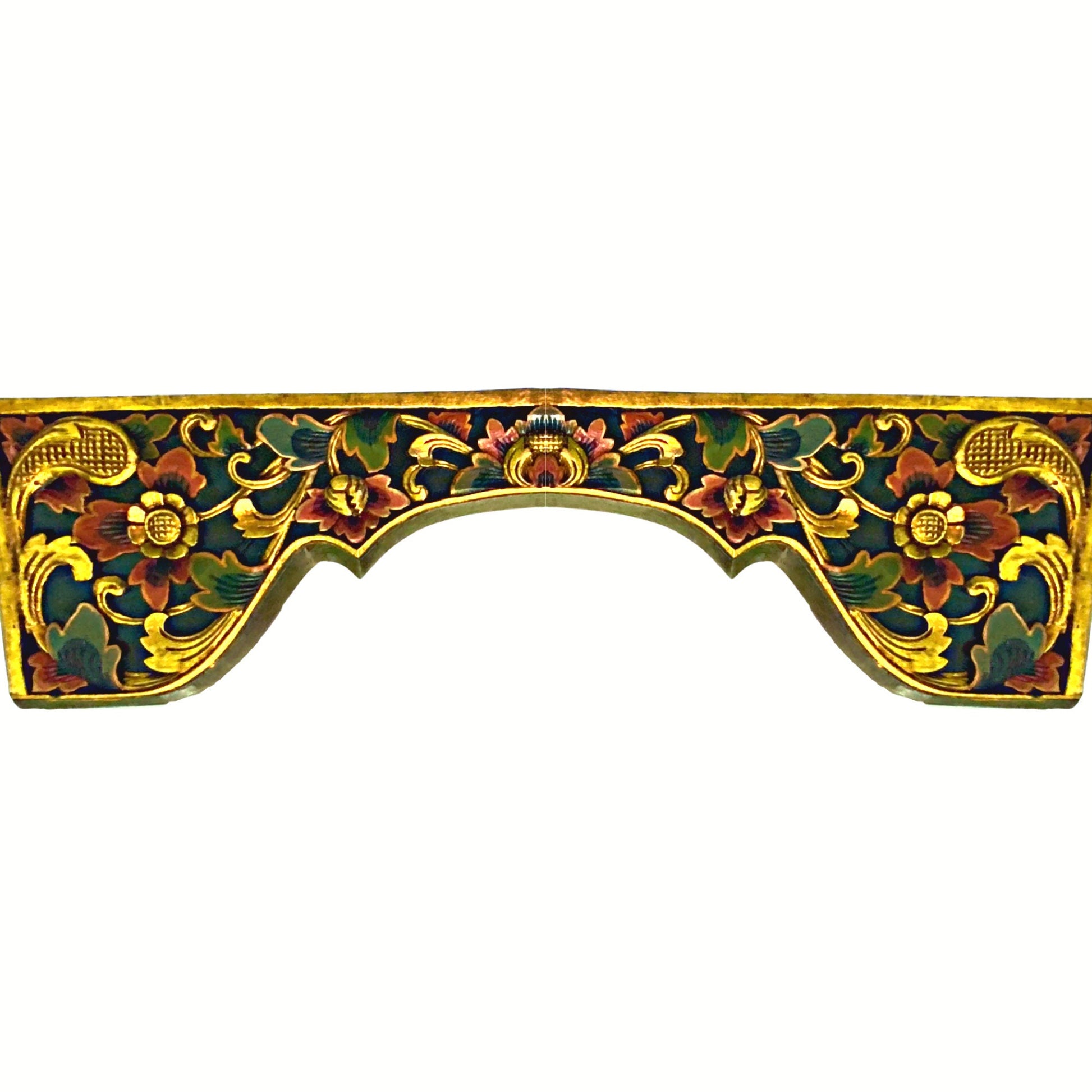 Balinese Lotus Door Window Lintel Arch Valance Panel architectural Relief Hand Carved Wood Traditional Carving Bali Folk wall Art 40 inch - Acadia World Traders