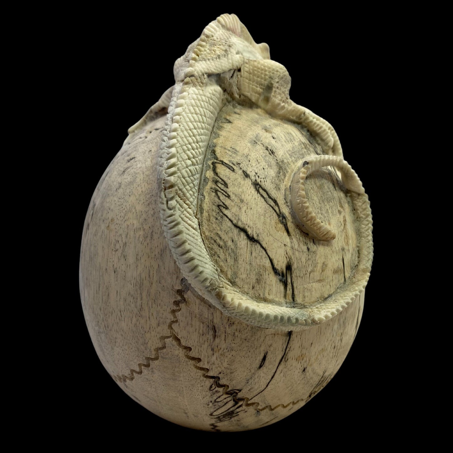 Balinese Human Skull Replica Sculpture Iguana Lizard Hand CARVED Art Bali Wood Carving Art Eclectic Gothic Oddity Home Decor