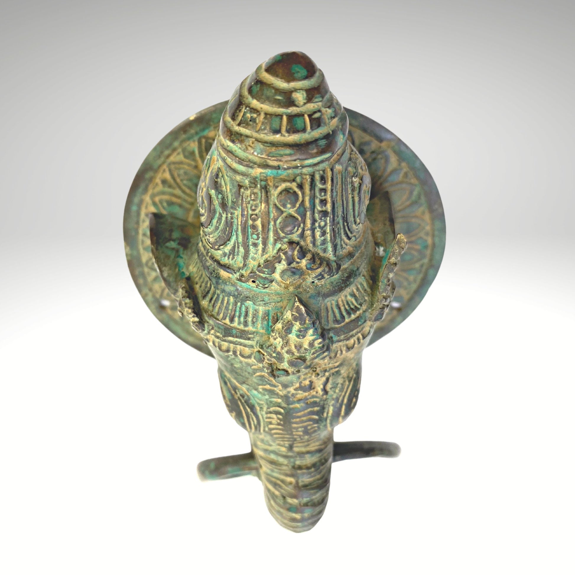 Vintage Ganesha elephant Door Knocker Cabinet Pull Handle Verdigris lost wax Cast Bronze Balinese Architectural Art - Acadia World Traders