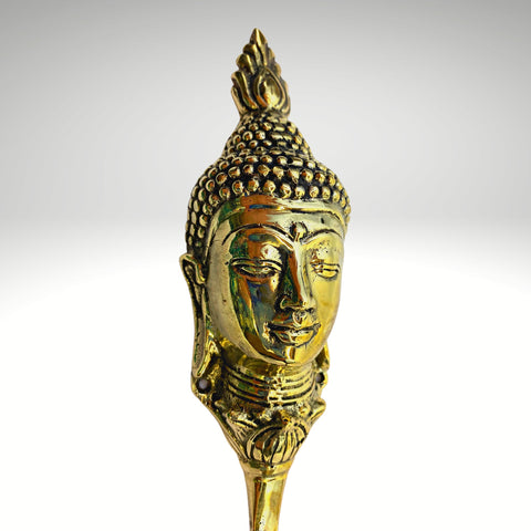 Enlightened Buddha Bust Head Wall Coat Hook Wall Hook Handmade Gold Bronze Cast Boho Asian Decor Balinese Art