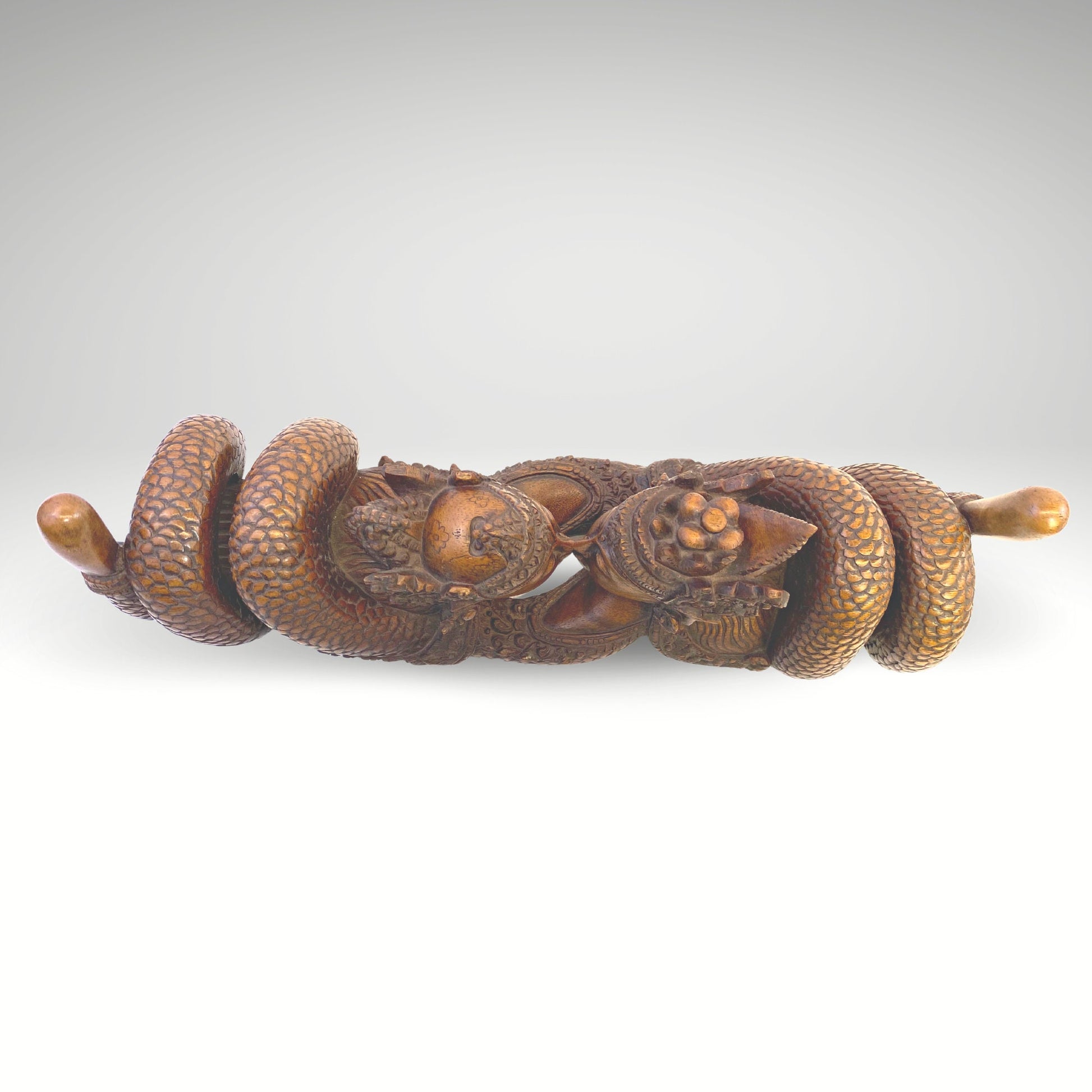 Balinese Wood Carved Sculpture Naga Nagini Snake Serpent Children of Kadru Divine Being Balinese Folk Art Hindu Folklore Hand Carved Statue - Acadia World Traders