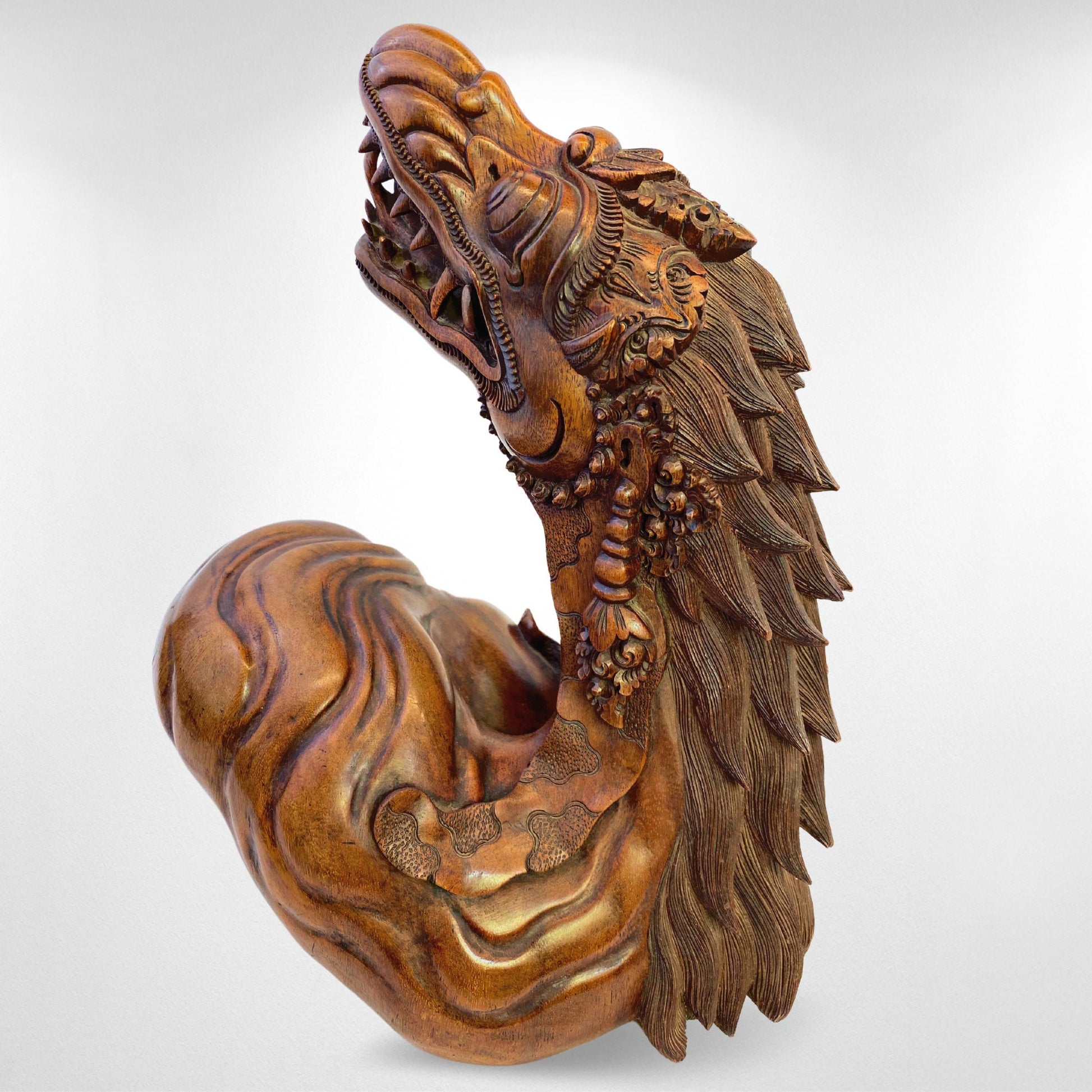 Vintage Dragon Cosmic Naga Basuki Antaboga Statue Hand Carved Suar Wood Carving Sculpture Balinese handcrafted Folk Art OOAK - Acadia World Traders