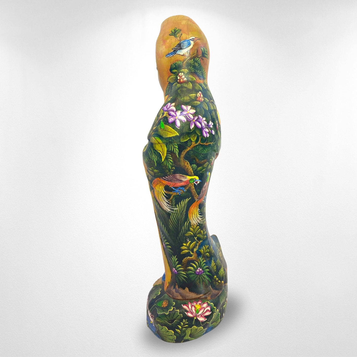 Guanyin Kwan Yin Bodhisattva Buddhist Goddess Compassion Sculpture Hand Carved Wood Carving Miniature  painting Statue Bali Art orange - Acadia World Traders