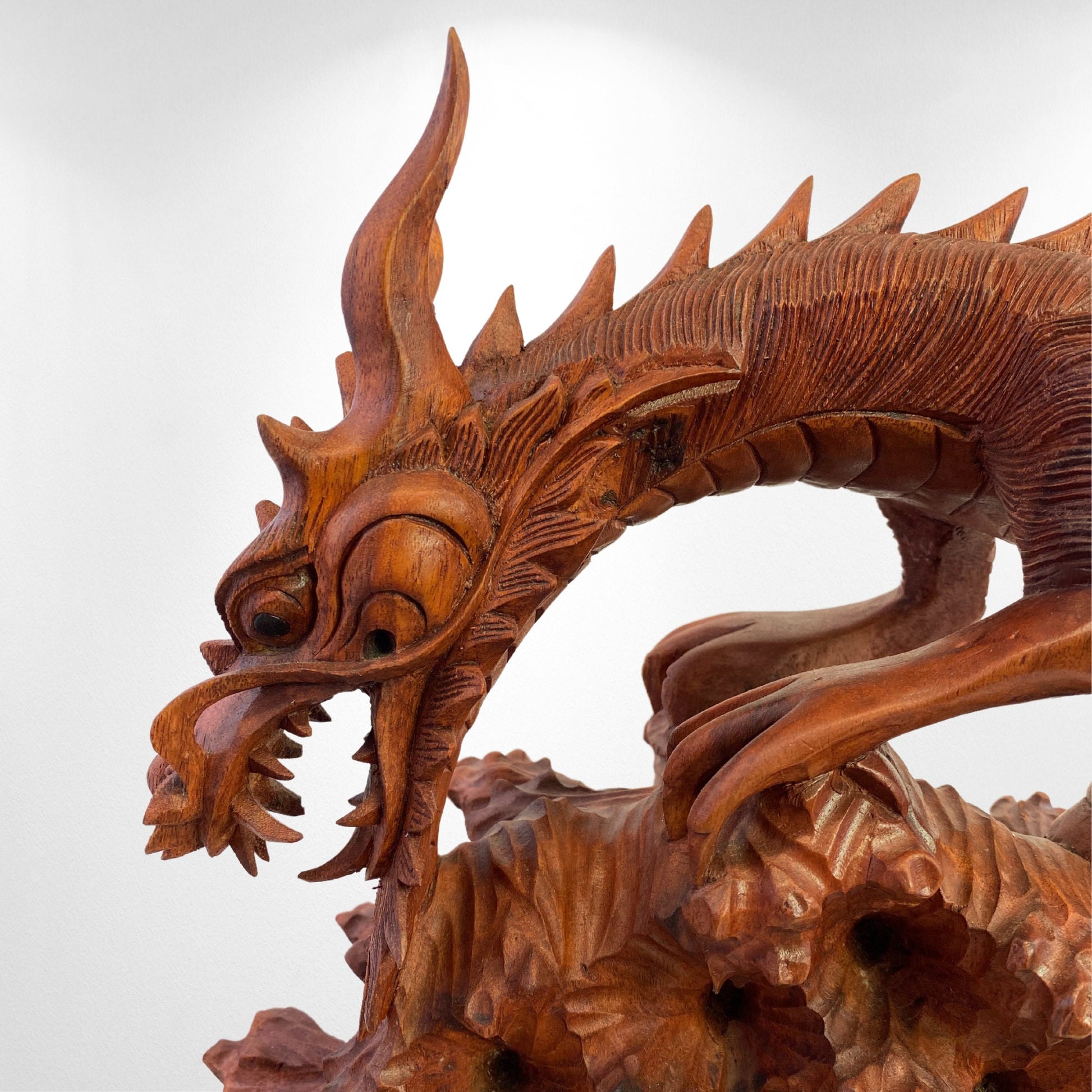 Twin Dragon Cosmic Naga Basuki Antaboga Statue Hand Carved Suar Wood Carving Sculpture Balinese handcrafted Folk Art 21&quot; - Acadia World Traders