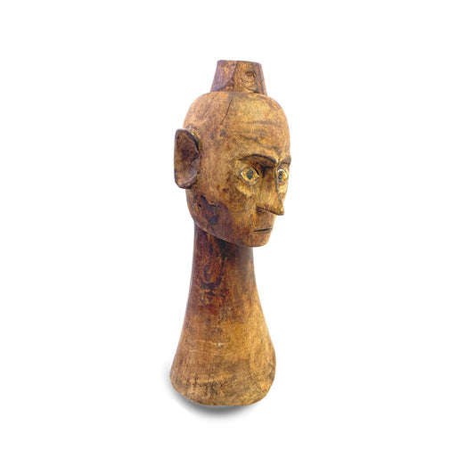 Indonesian Ancestor Figure Tribal Human Head Effigie Wood Carving, Tau Tau  Toraja Sulawesi Indonesia ,