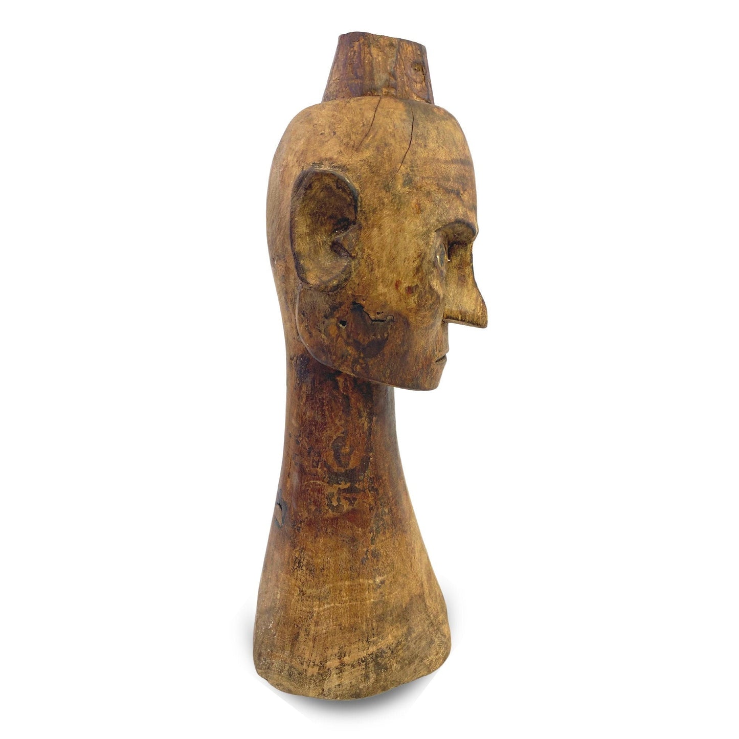 Indonesian Ancestor Figure Tribal Human Head Effigie Wood Carving, Tau Tau  Toraja Sulawesi Indonesia ,