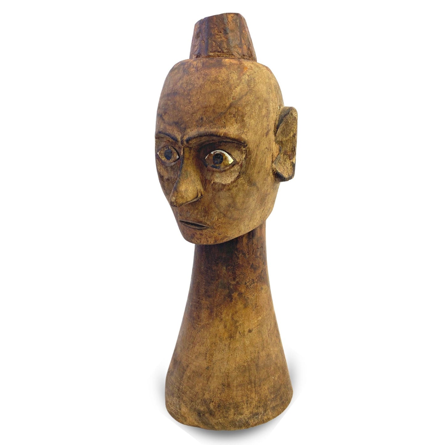 Indonesian Ancestor Figure Tribal Human Head Effigie Wood Carving, Tau Tau  Toraja Sulawesi Indonesia ,