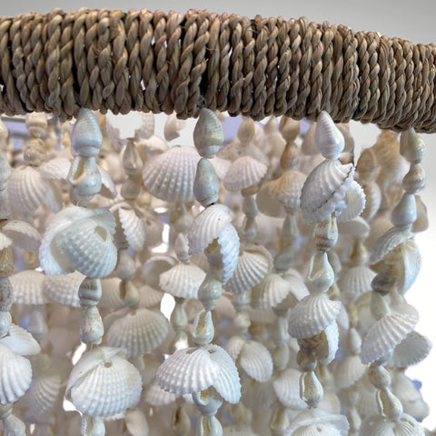 Shell lamp shade pendant Natural seashell chandelier bohemian lampshade white lighting handmade  Boho style lighting  Beach Cottage 32&quot;