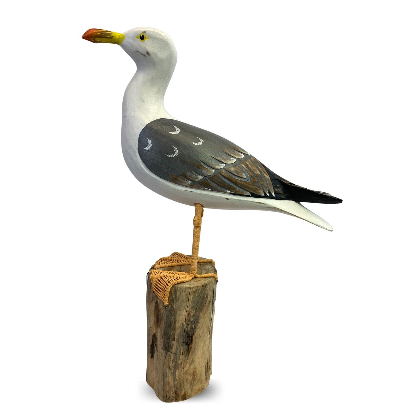 Seagull Herring Gull Hand Carved Wood Wildlife Sculpture, Bird Statue, Coastal Decor