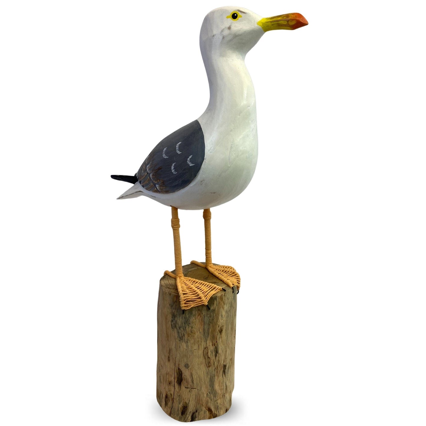 Seagull Herring Gull Hand Carved Wood Wildlife Sculpture, Bird Statue, Coastal Decor