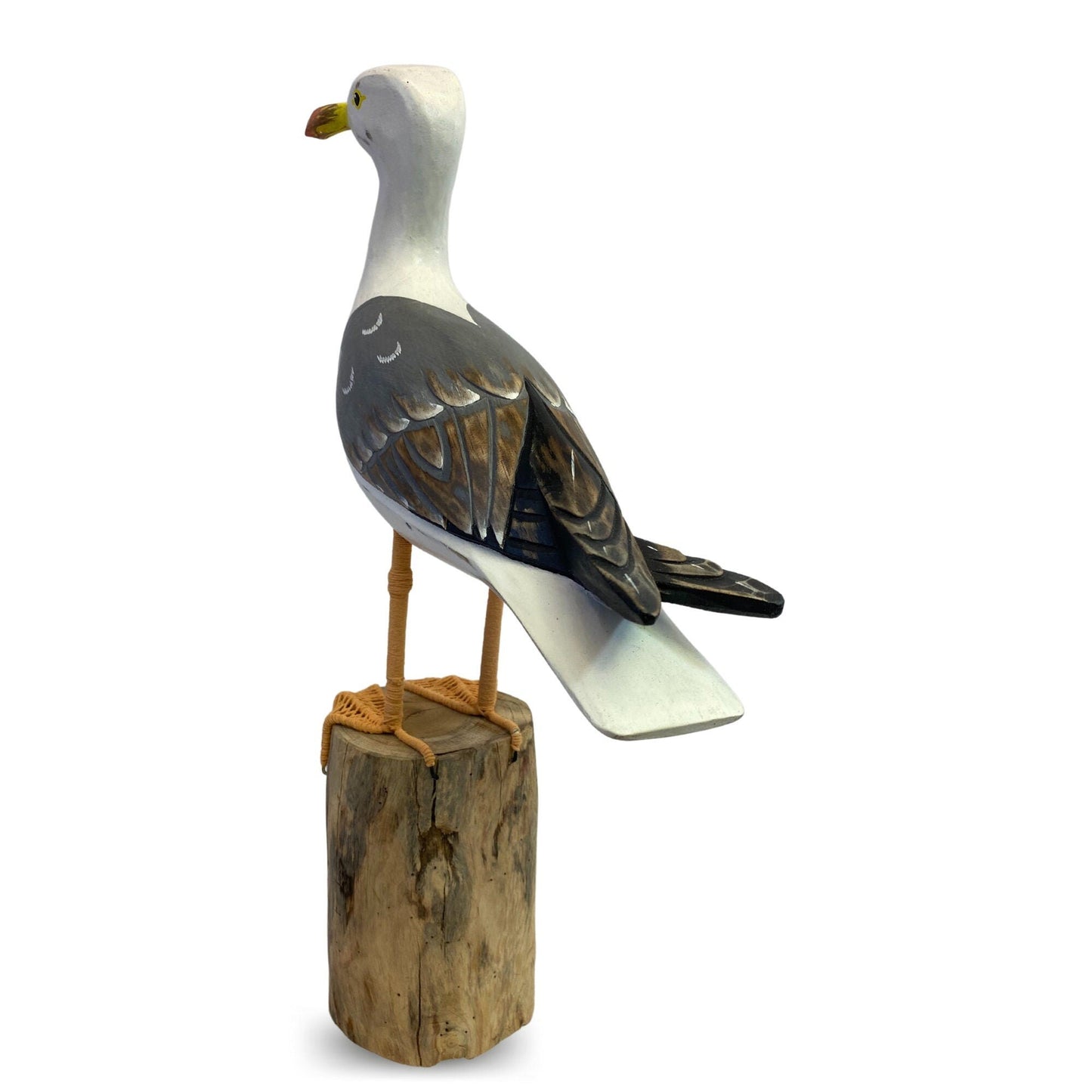 Seagull Herring Gull Hand Carved Wood Wildlife Sculpture, Bird Statue, Coastal Decor