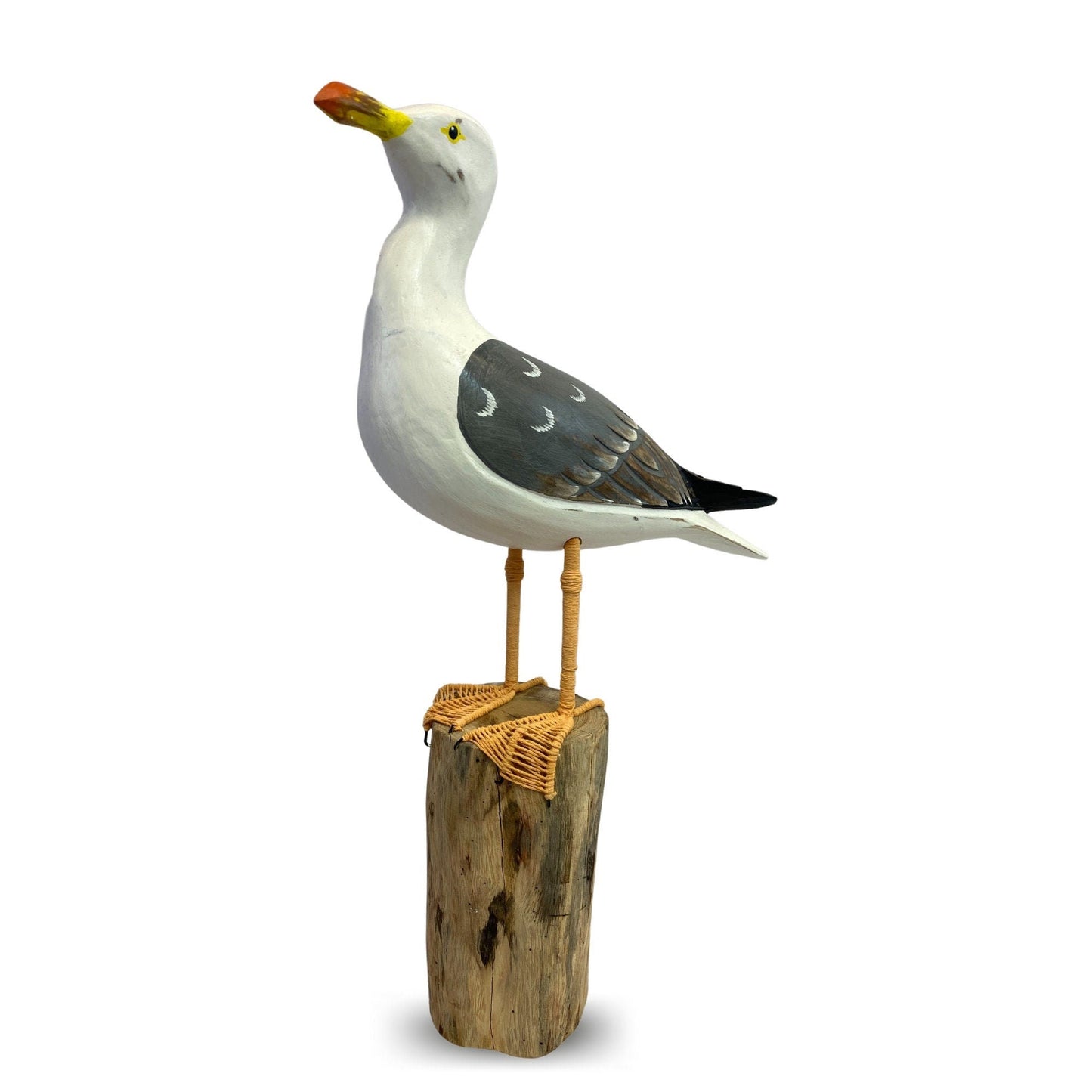 Seagull Herring Gull Hand Carved Wood Wildlife Sculpture, Bird Statue, Coastal Decor